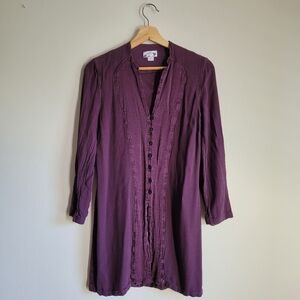 Ghost London Purple Blouse/Jacket with buttons V neck Size S